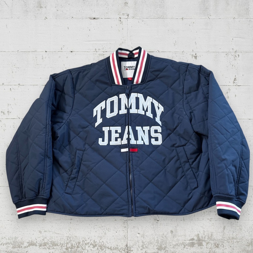 Tommy Jeans Quilted Varsity Jacket Womens XL Twilight Blue Full Zip